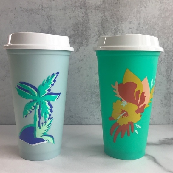 Starbucks 2020 Summer Tropical Palm Trees Hot Cups- New in Box - Picture 6 of 7